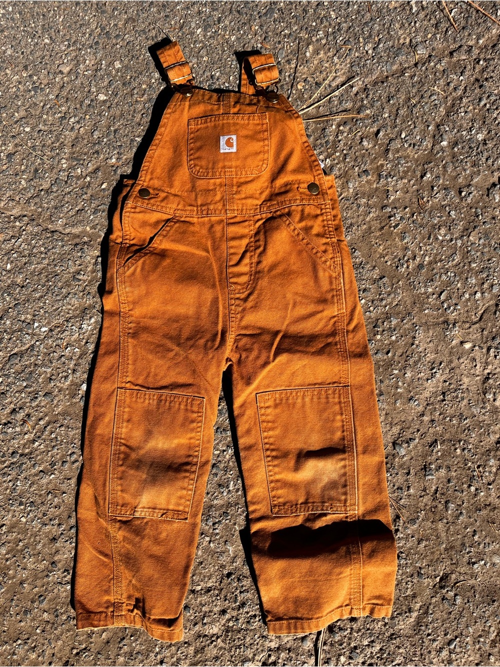 Carhartt Kids Orange Brown Bib Overalls